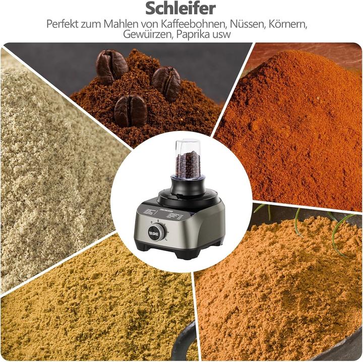 Produktbild Yashe Multifunktionale Küchenmaschine mit Mixer, Zerkleinerer, Entsafter und Teigkneter (1300 W, 2.50 l)