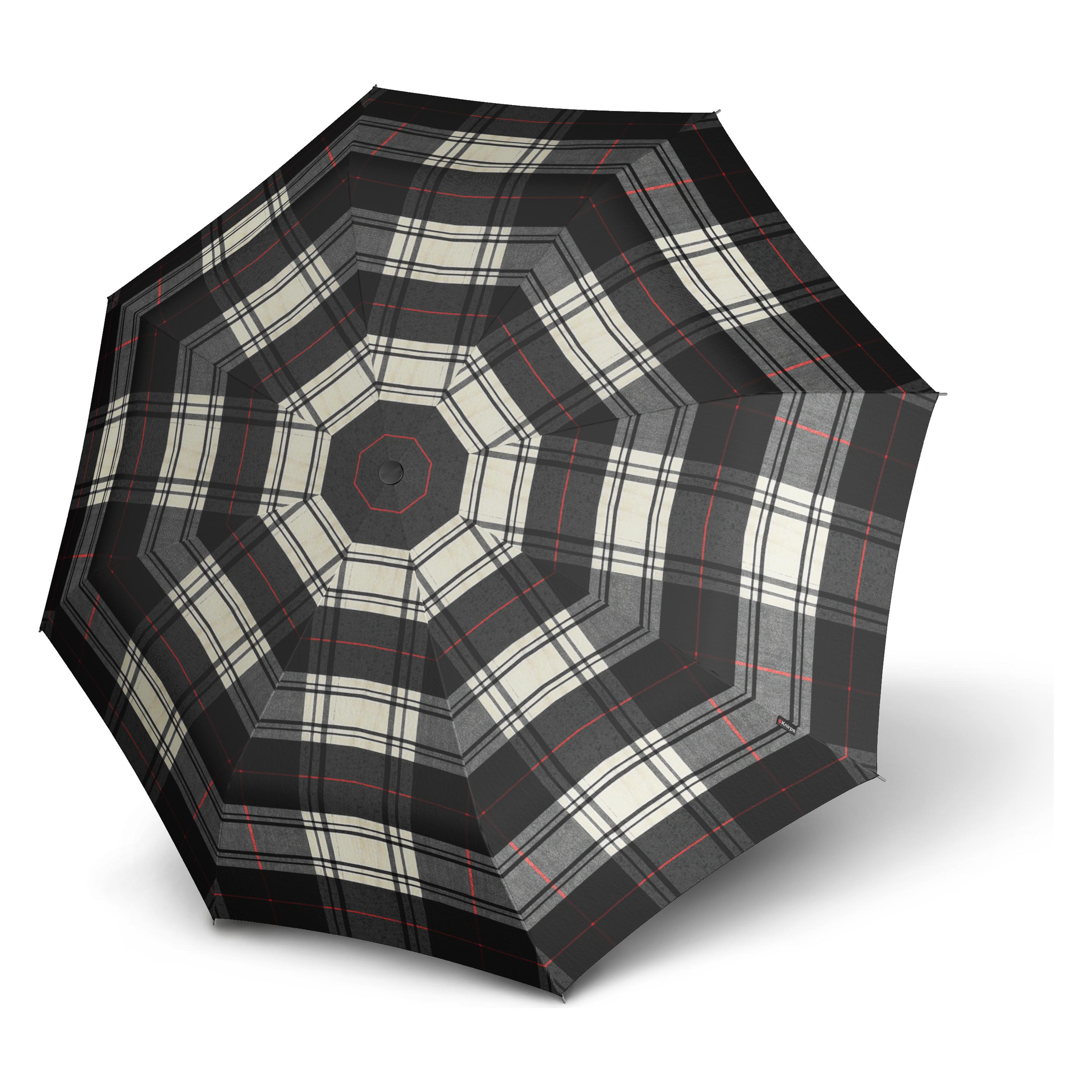 Knirps, Damen, Regenschirm, T.200 Medium Duomatic Check Black & White, Mehrfarbig