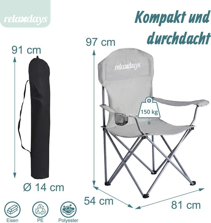 Produktbild Relaxdays 2x Campingstuhl