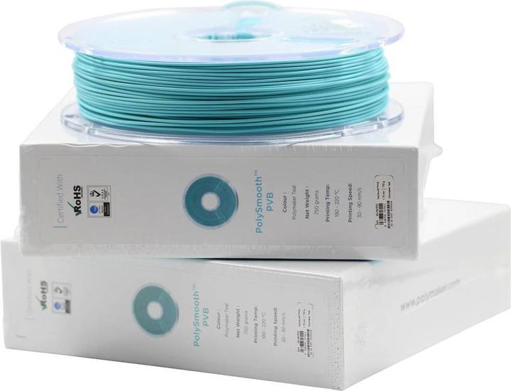 Actual product image Polymaker PJ01010 PolySmooth Filament polishable 1.75 mm 750 g Turquoise 1 pc. (PVB, 1.75 mm, 750 g, Turquoise)