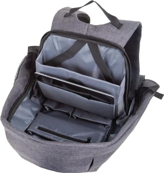 Produktbild Lightpak Rucksack "SAFEPAK", mit USB-Ladeport, grau Polyester, gepolsterter Rücken, Trolleyband
