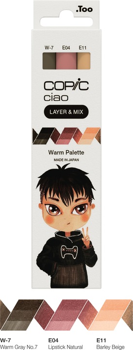 Actual product image Copic CIAO - Brand (E-11 Bareley Beige, W-7 Warm Gray No. 7, E-04 Lipstick Rose, 6 mm, 3 x)