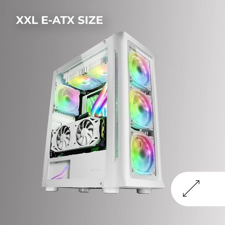 Produktbild Mars Gaming Boitier Grand Tour E-Atx Mc-Neo RGB Avec Panneau Vitré (Blanc) (ATX, E-ATX, mATX, Mini-ITX)