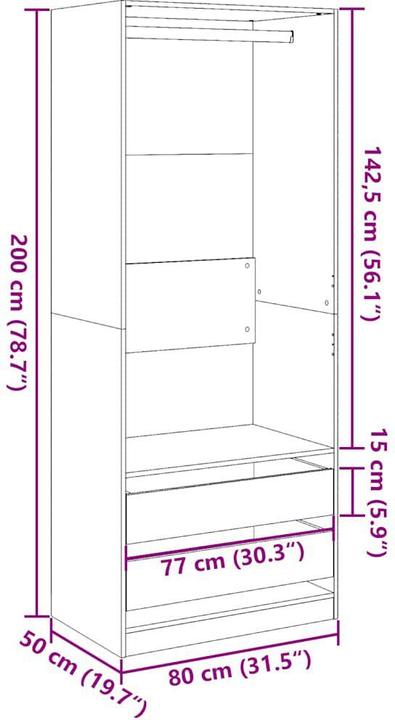 Produktbild vidaXL Kleiderschrank (80 x 50 x 200 cm)