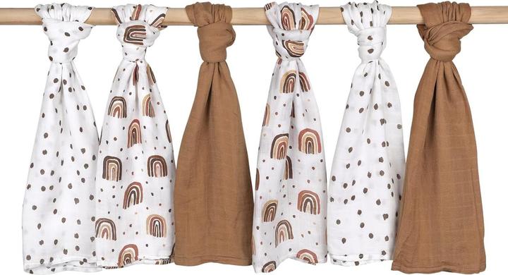 Immagine prodotto Kama Mulltuch/Spucktücher Set, 6 Stück, 70x70 cm, Rainbow & Dots (70 cm, 70 cm)