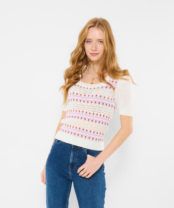 Produktbild Joe Browns Floral Stripe Square Neck Short Sleeve Jumper (46)