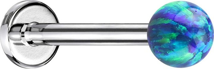 Immagine prodotto Star Piercing Micro Labret argento con sfera blu opale (senza ottone, Acciaio chirurgico 316L)