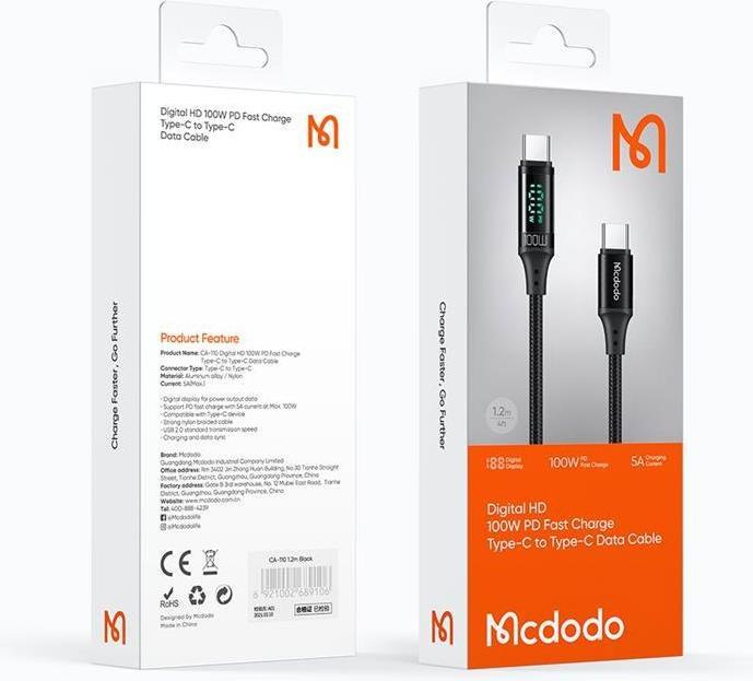 Image du produit Mcdodo USB C — USB C (1.20 m, USB 2.0, 100 W)