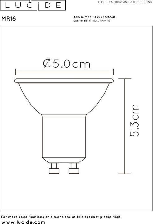 Image du produit Lucide Lampe à LED (GU10, 5 W, 320 lm, 1 x, G)