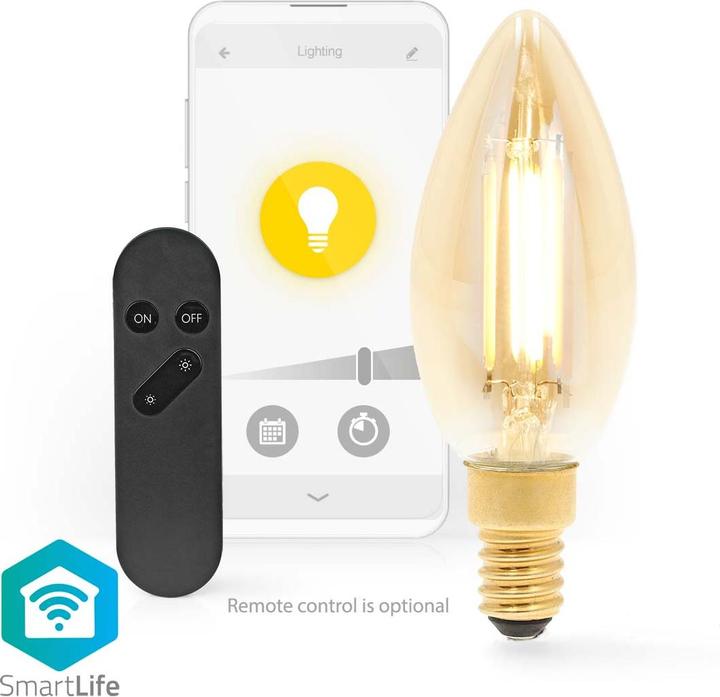 Produktbild Nedis WIFILRF10C37 Smartlife LED Filament Lampe WLAN E14 470 lm 4.9 W Warmweiss 1800 - 3000 K Glas A (E14, 470 lm, 1x)