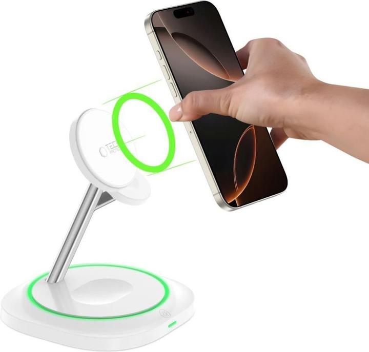 Actual product image Tech-Protect QI15W-A46 3in1 Magnetic MagSafe Inductive Charger - White (15 W)