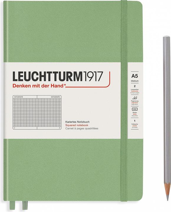 Leuchtturm1917 Notizbuch (A5, Kariert, Harter Einband)