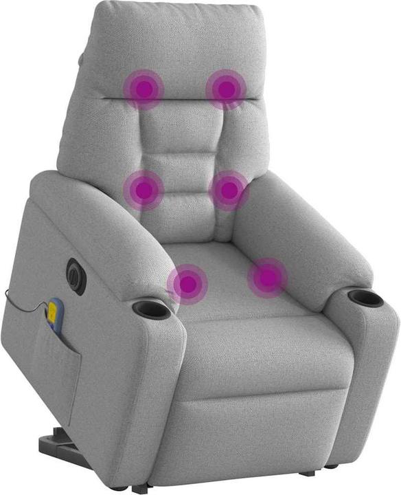 Immagine prodotto vidaXL Poltrona massaggiante con ausilio per la posizione eretta elettrica in tessuto grigio nuvola