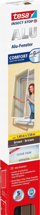 Actual product image tesa Insect screen Alu COMFORT for windows, with aluminium frame, without drilling (140 x 150 cm)