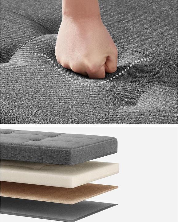Produktbild Songmics Sitztruhe Ottomane 110 x 40 cm, Grau, Tiefe (110 cm)