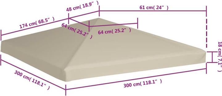 Actual product image vidaXL Pavilion roof 310 g/m² 3×3 m Beige (300 cm, 300 cm)