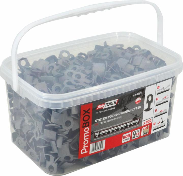 Produktbild Awtools PROMO BOX AUSRICHTUNGSSYSTEM 1,5 mm - 7-15 mm - CLIP 900 Stk.