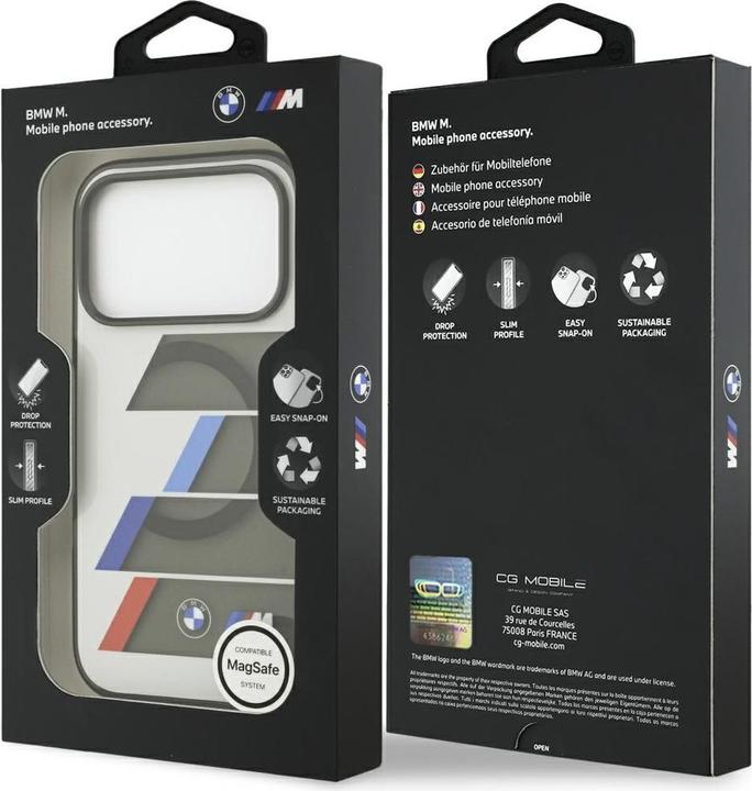 BMW M IML Metal Buttons Tricolor Lines MagSafe Case for iPhone 17 Pro Anthracite