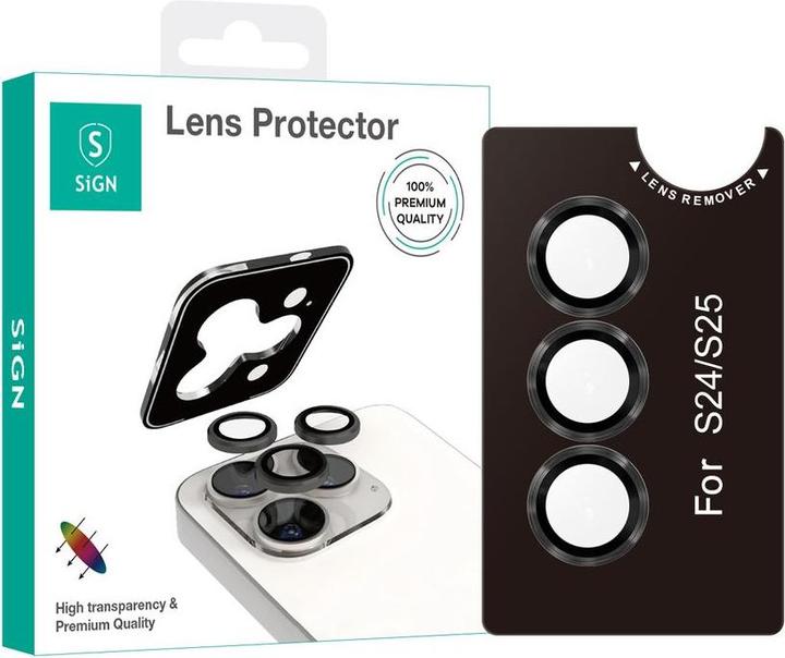 Produktbild SIGN Lens protector in tempered glass for Samsung Galaxy S24/S25 - Black/transparent (Samsung Galaxy S24, Samsung Galaxy S25)