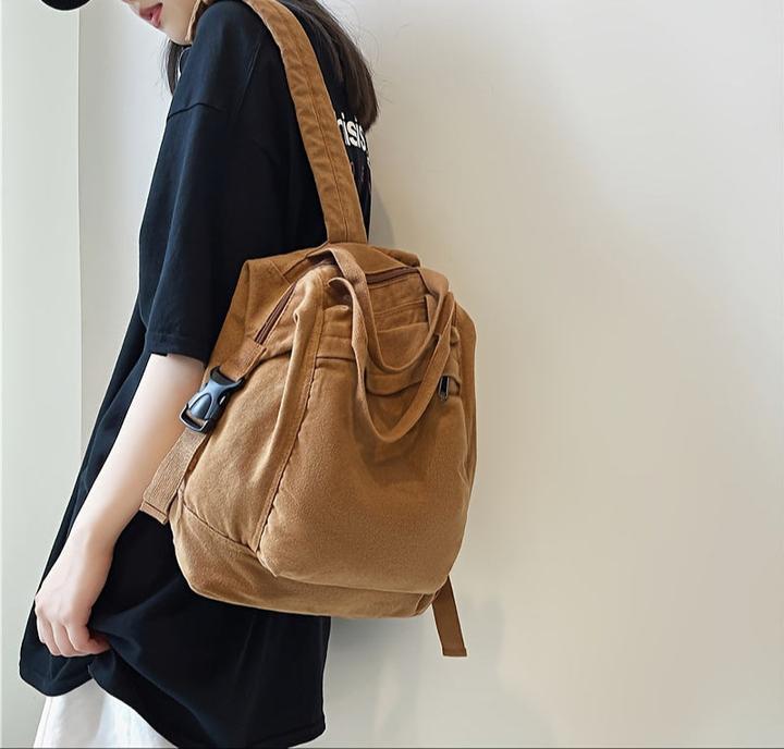 Immagine prodotto Only-Bags.Store Vintage-inspirierter Freizeitrucksack, einfarbig, faltbar mit festen Schulterriemen