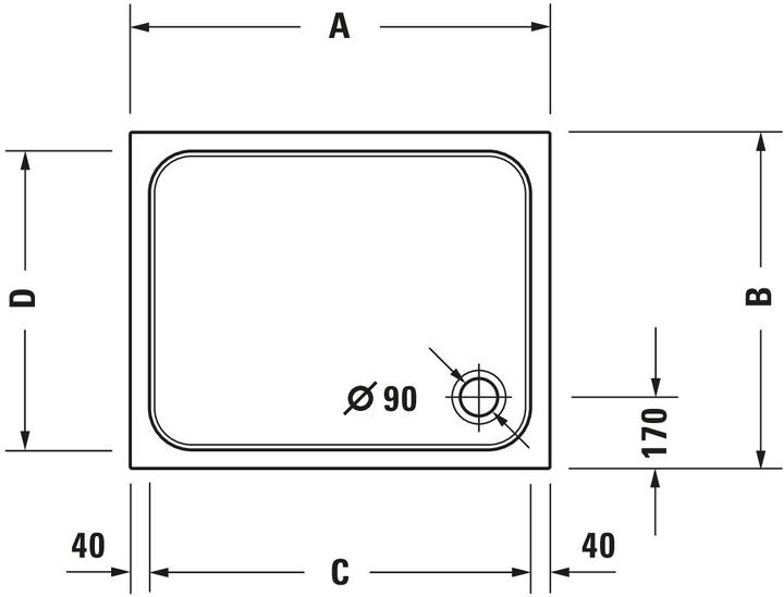 Actual product image Duravit Rectangular shower tray D-CODE with anti-slip, white 1100x750x85mm