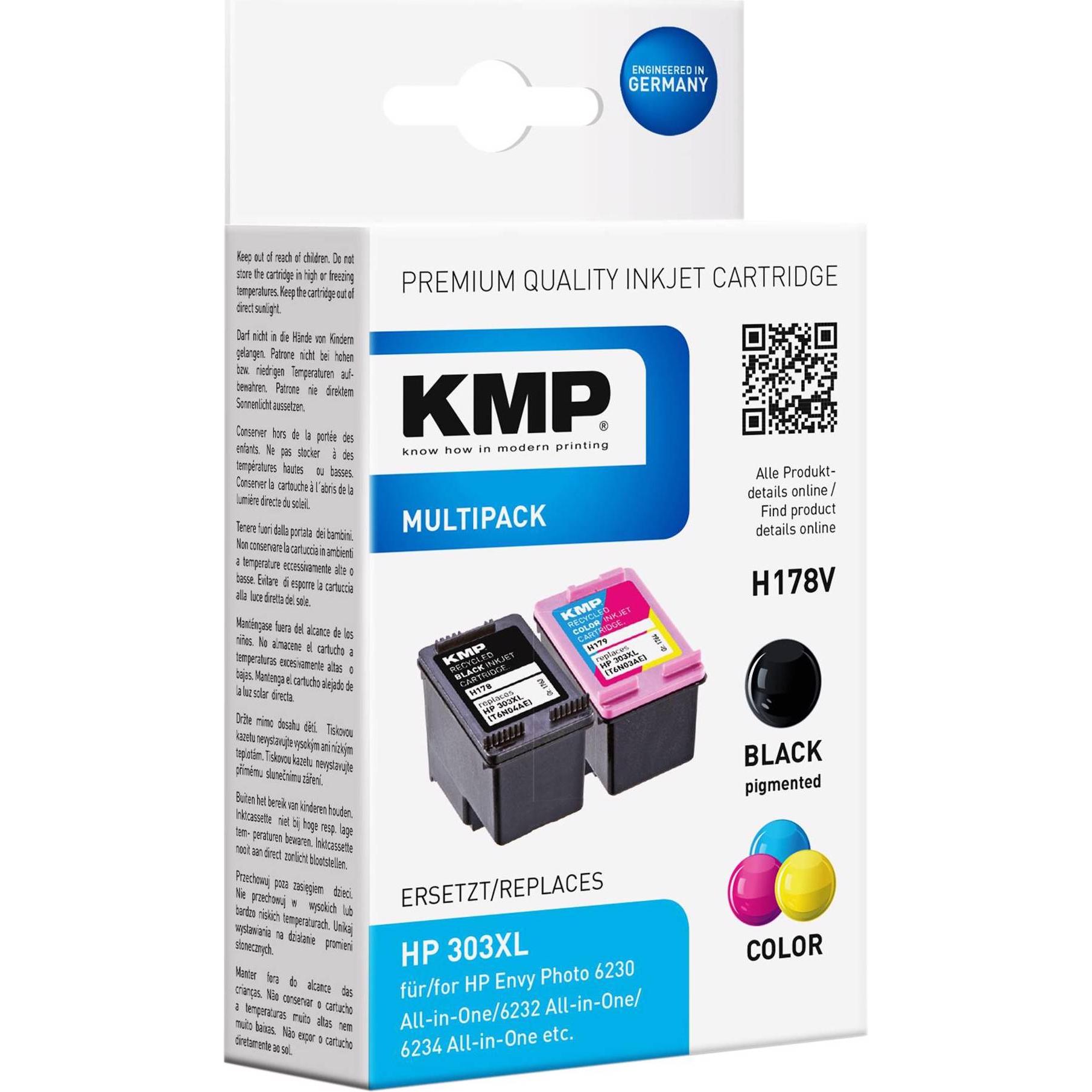 KMP, Cartucce, H178V Value pack BK/Color comp. con HP 3YN10AE (M, C, Y, FC)
