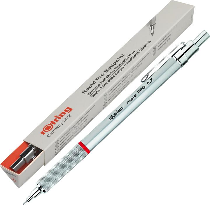 Produktbild Rotring Druckkugelschreiber rapid PRO CHROM Strichfarbe: blau, Strichstärke: M, dokumentenecht (1x)