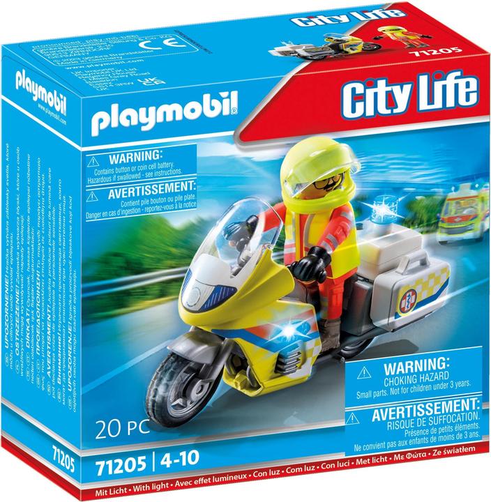 Actual product image Playmobil 71205 Emergency doctor motorbike with flashing light (71205, Playmobil City Life)