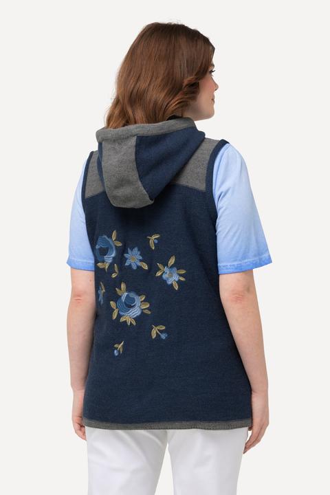 Immagine prodotto Ulla Popken Gilet smanicato in maglia in tradizionale stile Tracht con cappuccio staccabile e fascia (42, 44)