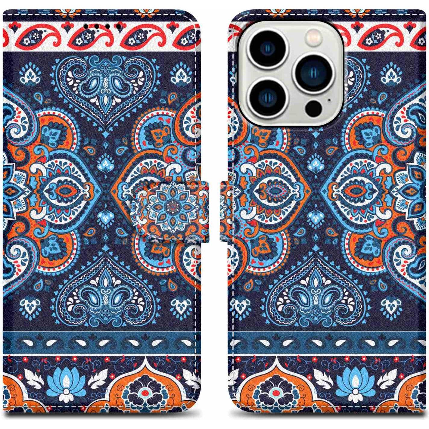 Cadorabo Hülle für Apple iPhone 14 PRO MAX im Book Print Style (Apple iPhone 14 Pro Max), Smartphone Hülle, Blau
