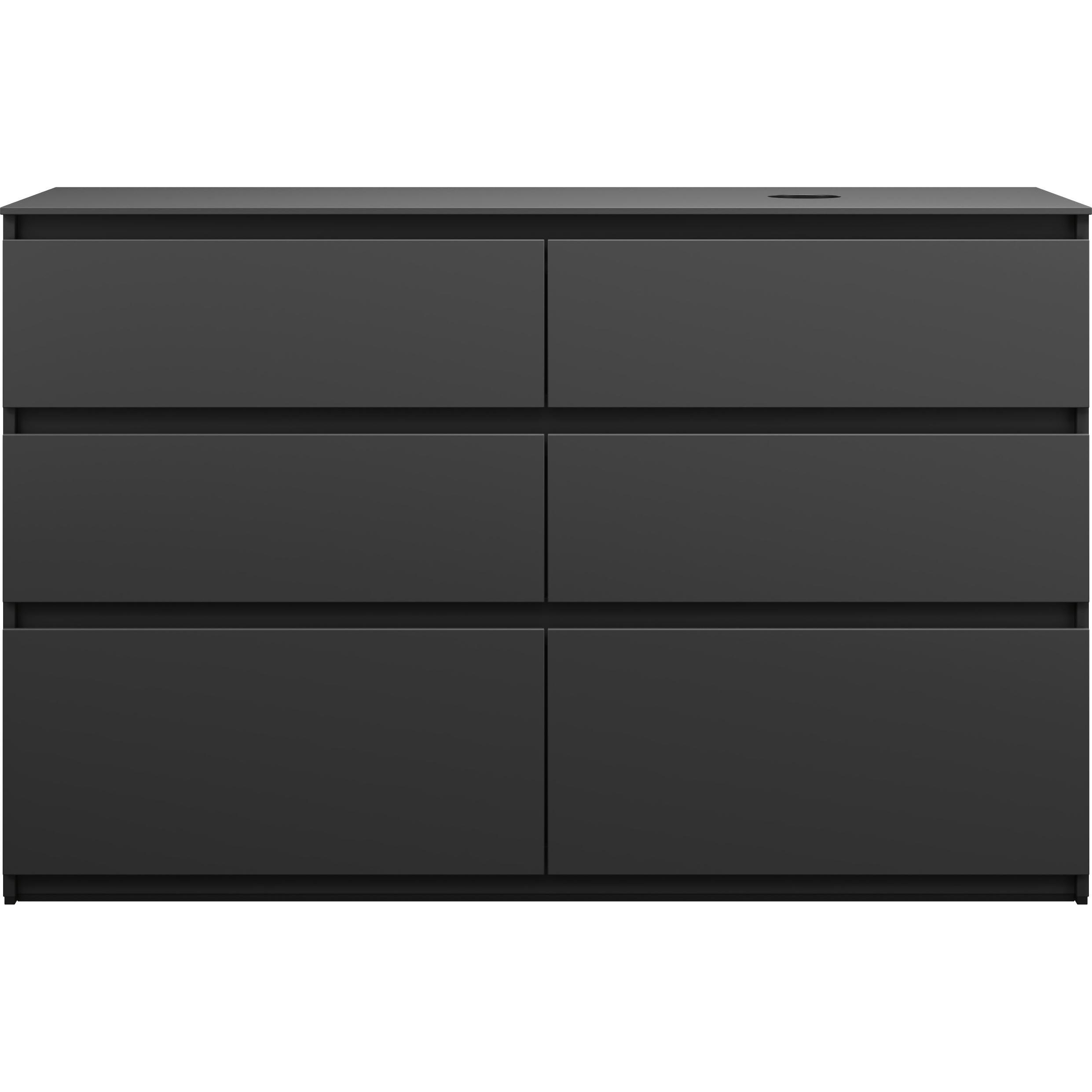 burgbad, Waschbeckenunterschrank, Lin20 Waschtischunterschrank inklusive Konsolenplatte,Beckenausschnitt rechts, 6 Auszü...