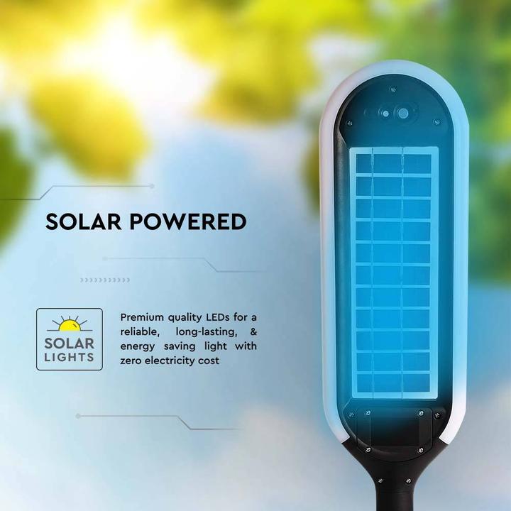 Productafbeelding V-TAC VT945 5W LED Solar Meerpaalverlichting met Sensor Wit en Zwart Lichaam 3000K (400 lm, IP65)