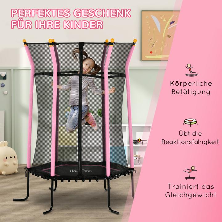 Produktbild Homcom Kindertrampolin Stahl, Kunststoff Rosa (163.50 cm)