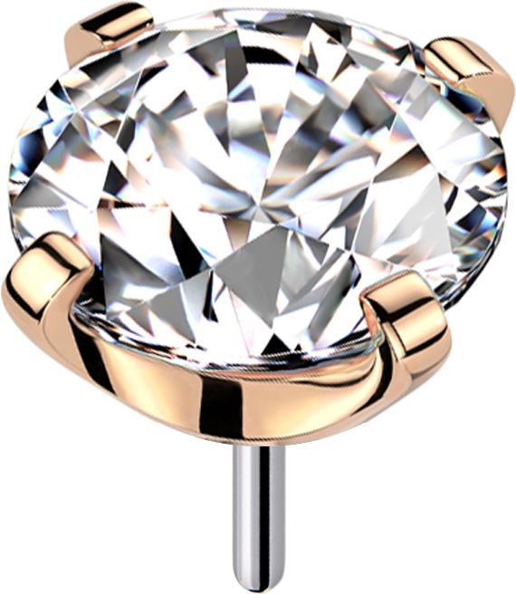 Image du produit Star Piercing Threadless or rose avec cristal serti d'argent (Titane, sans laiton)