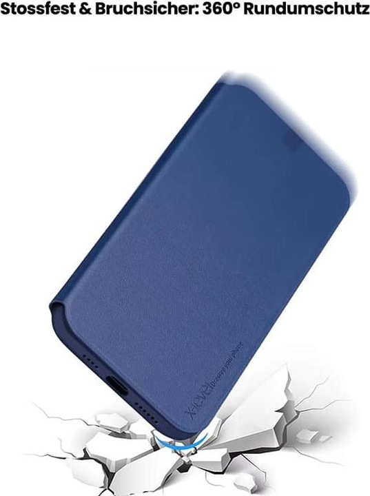 Produktbild X-Level iPhone 11 Pro Max - FIBColor Flip Etui, Kunstleder, 360° Rundumschutz, Dunkelblau (Apple iPhone 11 Pro Max)