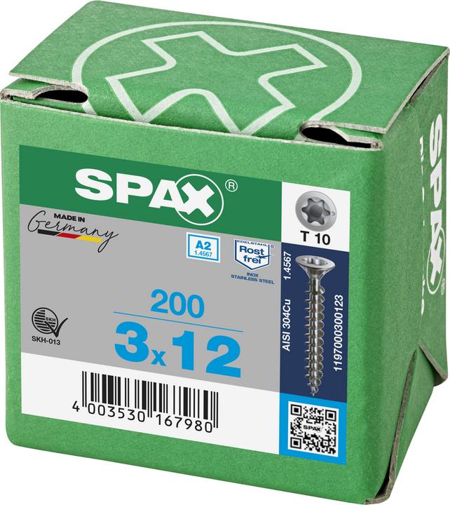 Actual product image Spax A2 Countersunk Head Brake Pads T-Star Plus T10 Fully Threaded (200 Screws per piece)