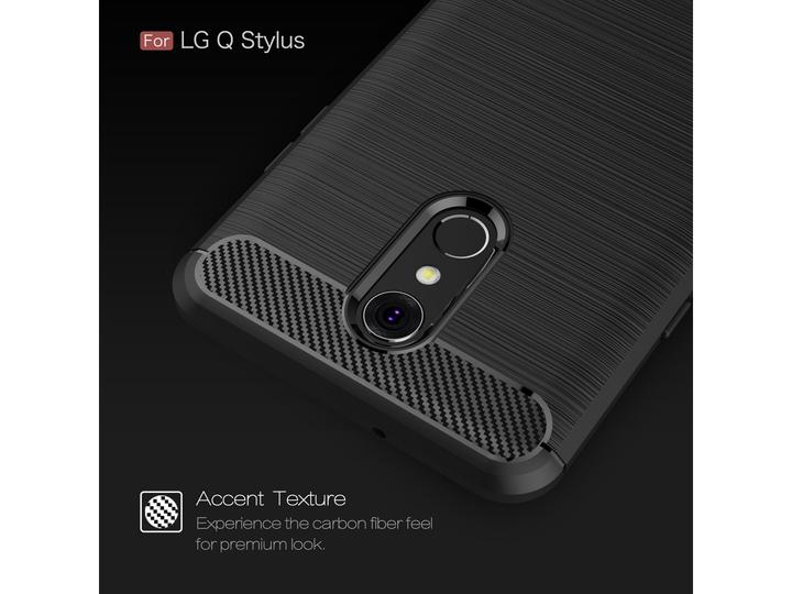 Actual product image Screenguard LG Q Stylus Cover Carbon Brushed Soft TPU (LG Q Stylus)