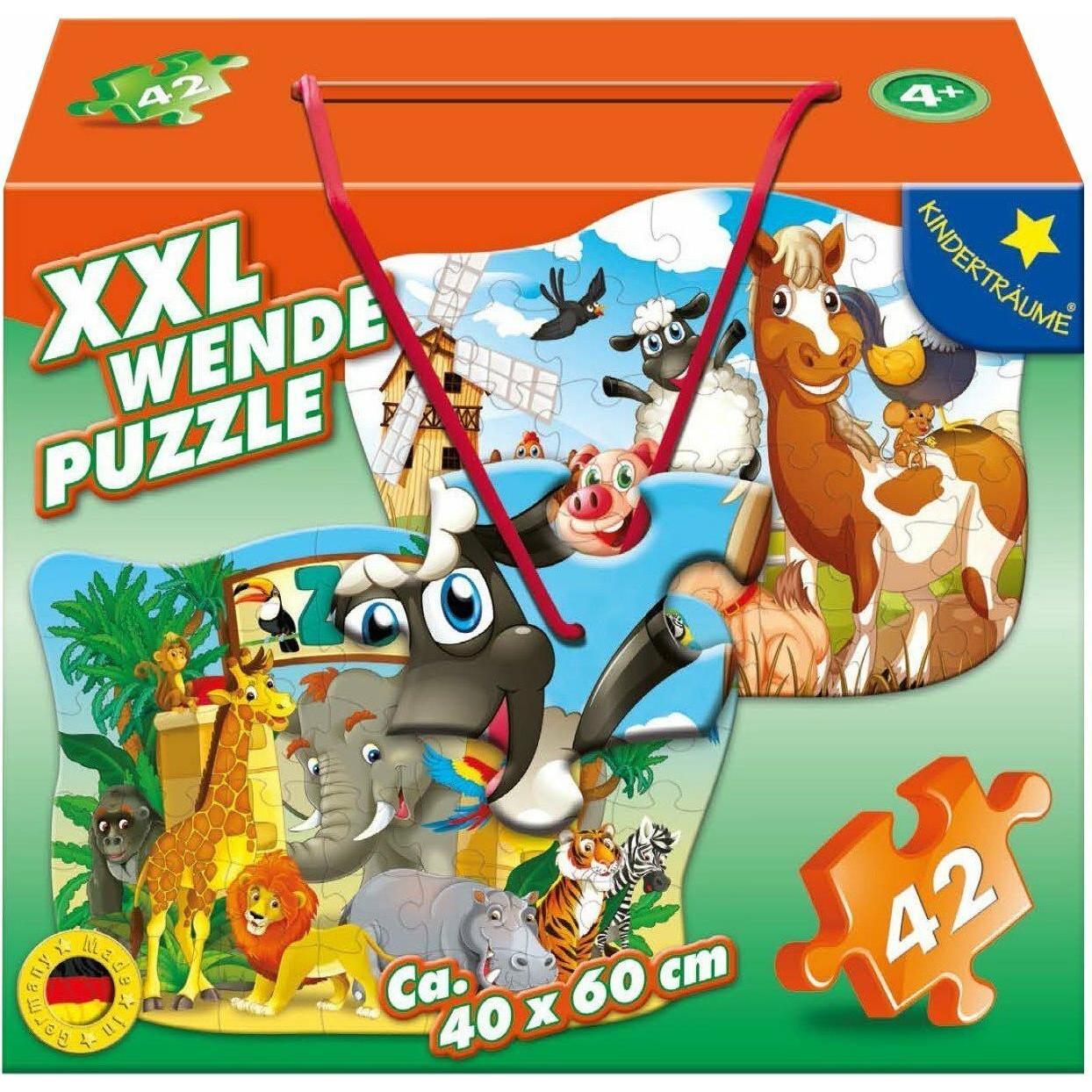 M.I.C. Günther M.I.C. Doppelseitiges Puzzle Tiere vom Bauernhof und aus dem Zoo XXL 42 Teile (42 Teile)