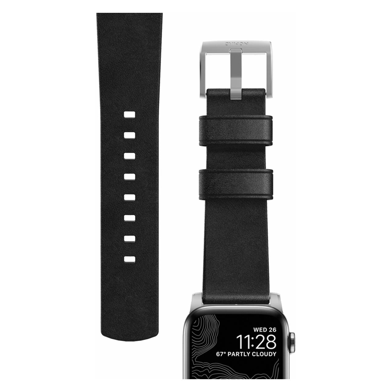 Nomad Modern Connector Strap (44 Mm, Leder), Uhrenarmband, Schwarz