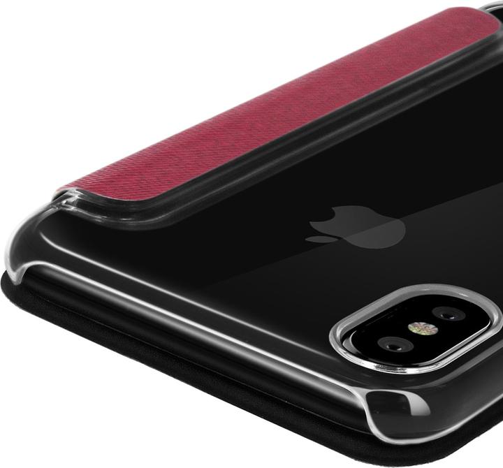 Produktbild Akashi Universal Flip-Schutzhülle Kartenfach für iPhone X – Lotosblumen Rot (Apple iPhone XS)