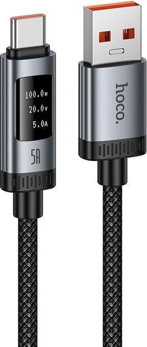 Actual product image Hoco Cable Data Cable with digital display USB A to USB C PD 6A 240W 1,2 m U148 black (1.20 m, 240 W)