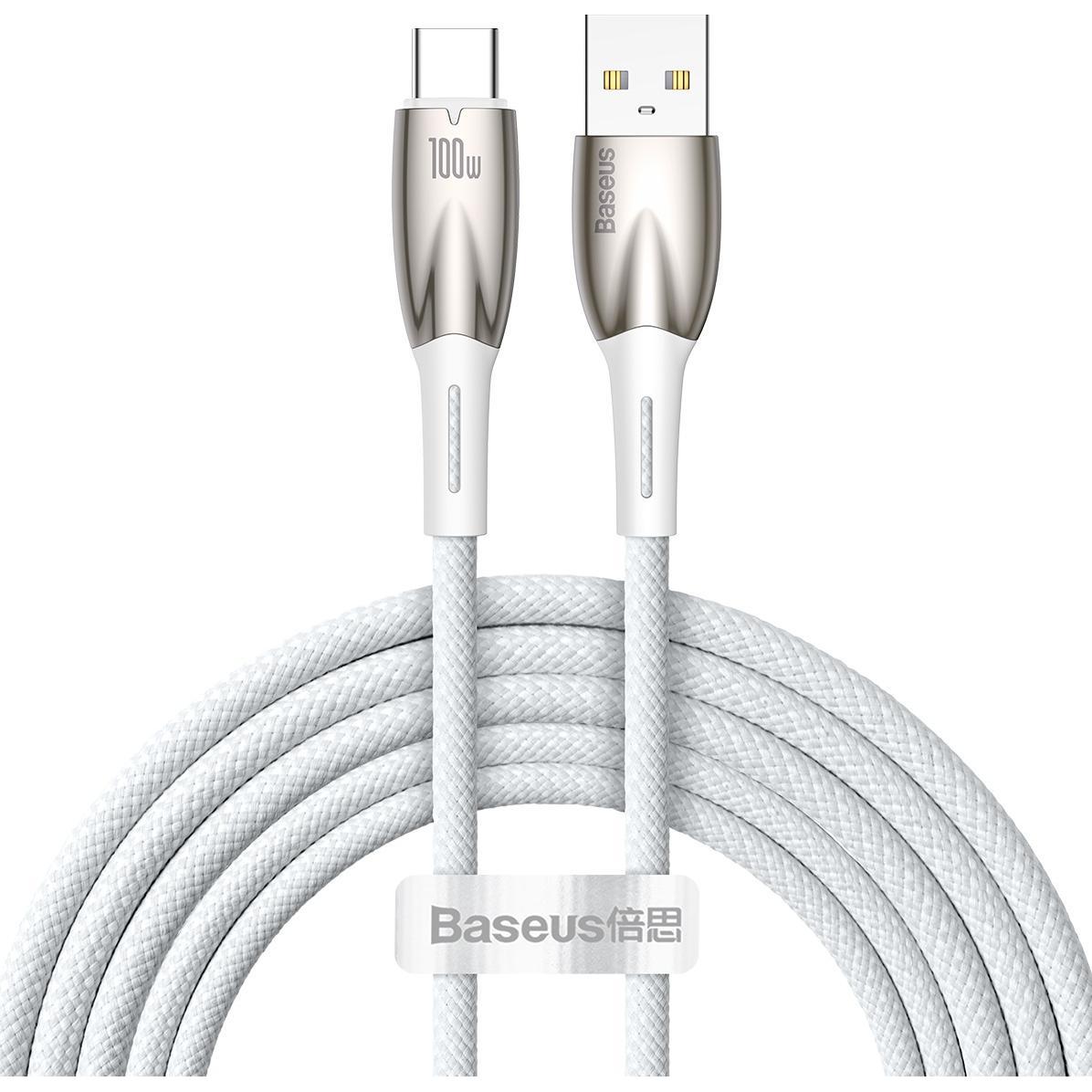 Baseus USB cable for USB-C Glimmer Series, 100W, 2m (White) (2 m, USB 2.0), USB Kabel