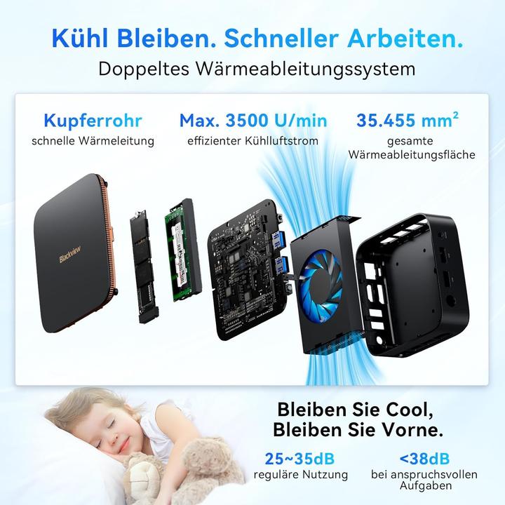 Immagine prodotto Blackview MP20 Mini PC Intel Twin Lake N150 mit Win 11 Pro (256 GB, 8.19 GB, Intel N150)