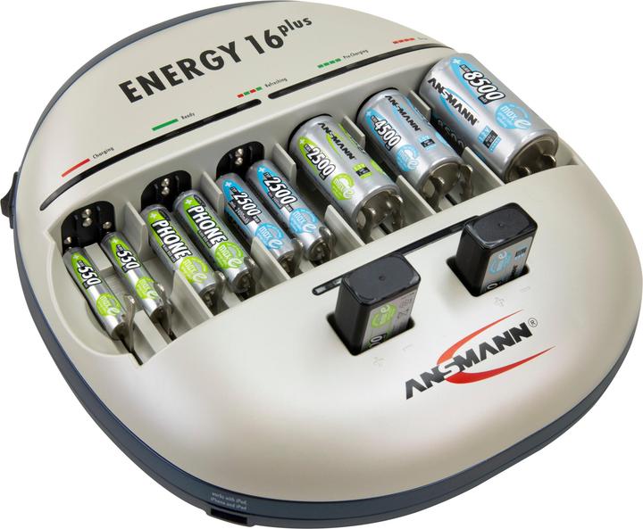 Ansmann Energy 16 plus charging and maintenance station for 1-12 Micro AAA, Mignon AA rechargeable batteries (AA, AAA, C, D)