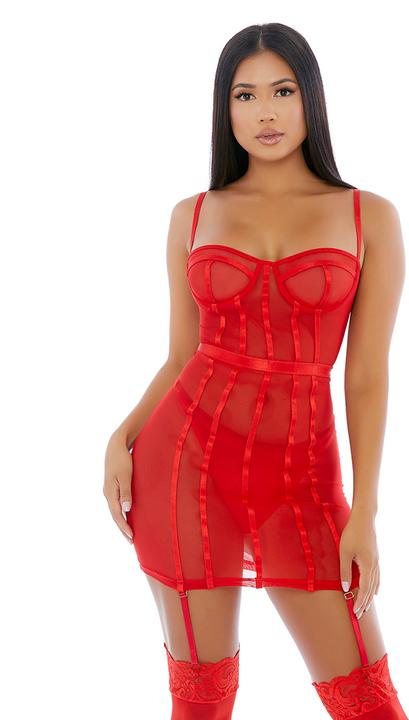 Produktbild Forplay Sheer Desires Mesh Chemise Set (L)