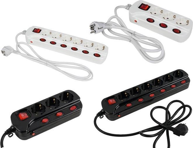 Image du produit Heitronic 45191 Bloc multiprise avec interrupteur 6x blanc contact de protection 1 pce (6x, CEE 7/3, 1.50 m)