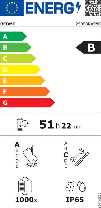 Energie-Label Xiaomi Note 15 5G (128 GB, Black, Midnight Black, 6.77", Hybrid Dual SIM, 5G)