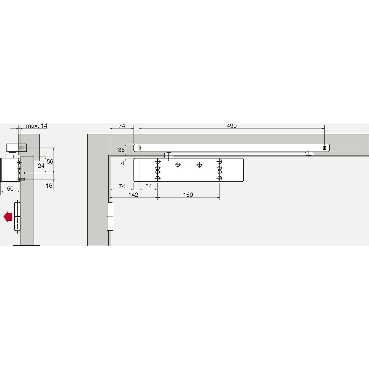 Thumbnail - Dormakaba, Türöffner + Türschliesser, Türschliesser TS 92B XEA G-RF, EN 1-4, mit Gleitschiene und Feststellung, silber