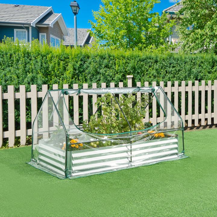 Actual product image En.Casa Hochbeet mit Gewächshaus Balsorano 186x96x98 cm Transparent