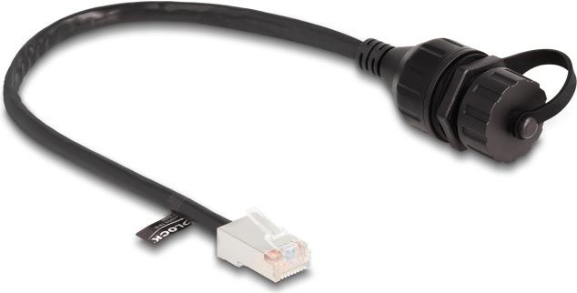 Image du produit Delock Câble RJ45 mâle vers RJ45 femelle à encastrer avec connecteur (F/UTP, CAT5e, 0.25 m)